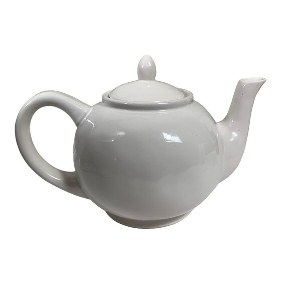 Rae Dunn Artisan Collection Magenta Tea Pot White TEA Typewriter Small Letters - Picture 3 of 7